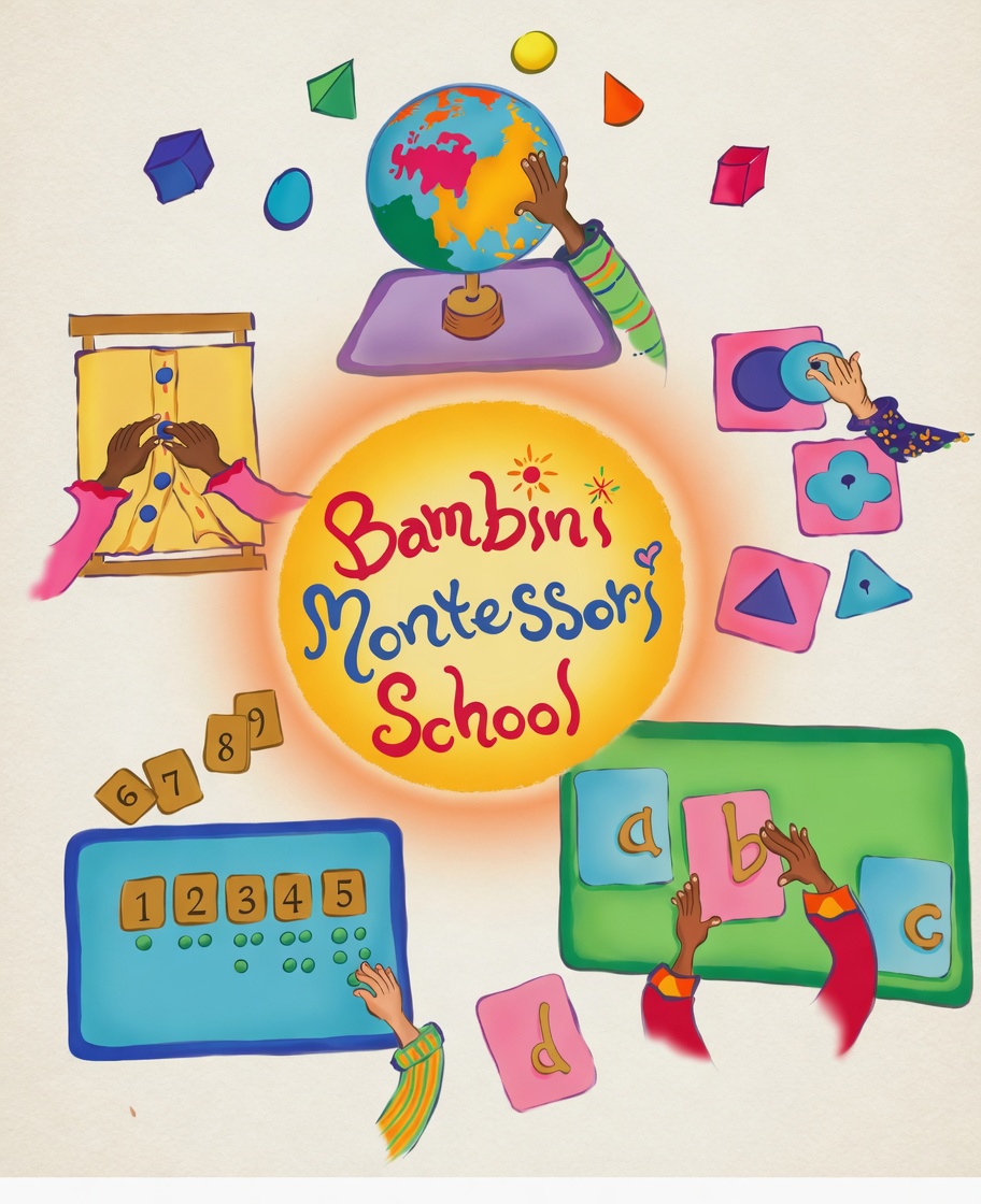 Teacher showing children a globe at Bambini Montessori School Guam